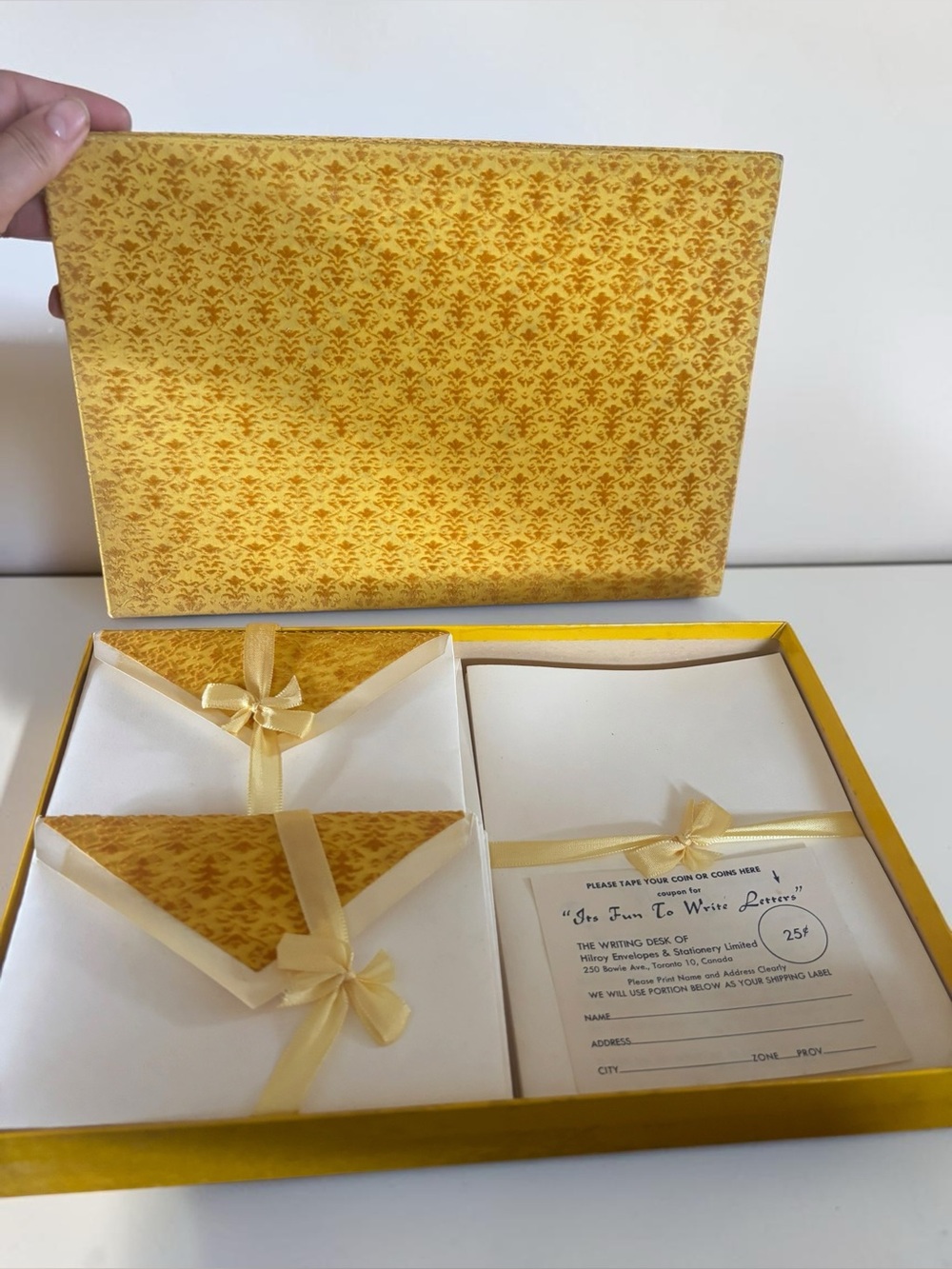Vintage Hilroy Velvet Stationery Set Gold Flocked Letter Writing Box Canada